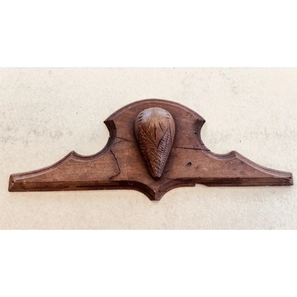 Antique Victorian Carved Furniture Crest Pediment Pine Cone 16-1/4